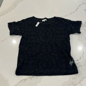 Black Madewell Shirt with lace detailing, new with tags
